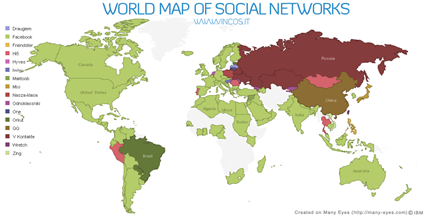 TechCrunch: World map of social networks