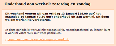 Werk.nl | Aankondiging onderhoud