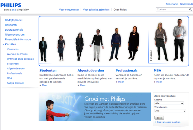 Philips, "werken bij" site | Homepage