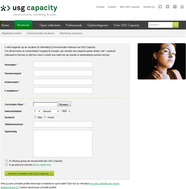 USG Capacity | Sollicitatieformulier