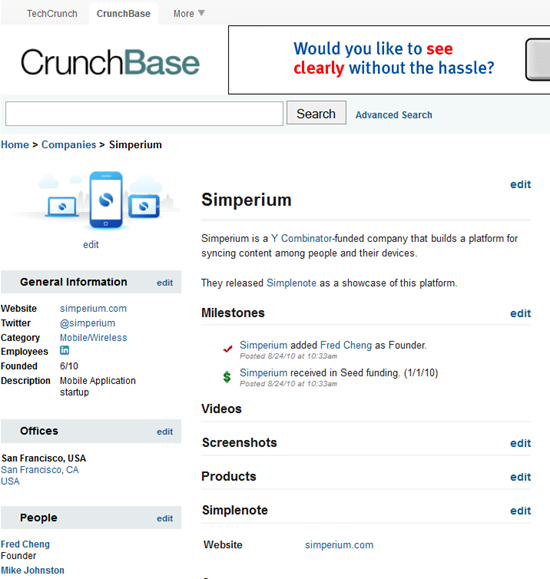 ChrunchBase | Simperium