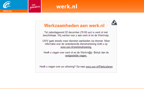 Onbeschikbaarheidsmelding Werk.nl