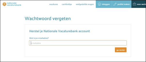 Wachtwoord vergeten - Nationale Vacaturebank