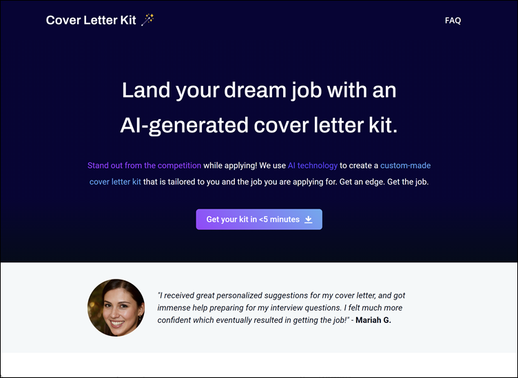 Homepage Cover Letter Kit