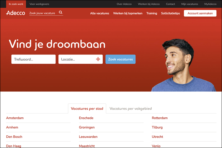 Homepage Adecco.nl