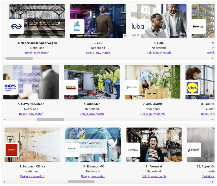 12 best ‘matchende’ bedrijven volgens CompanyMatch, gemanipuleerd beeld