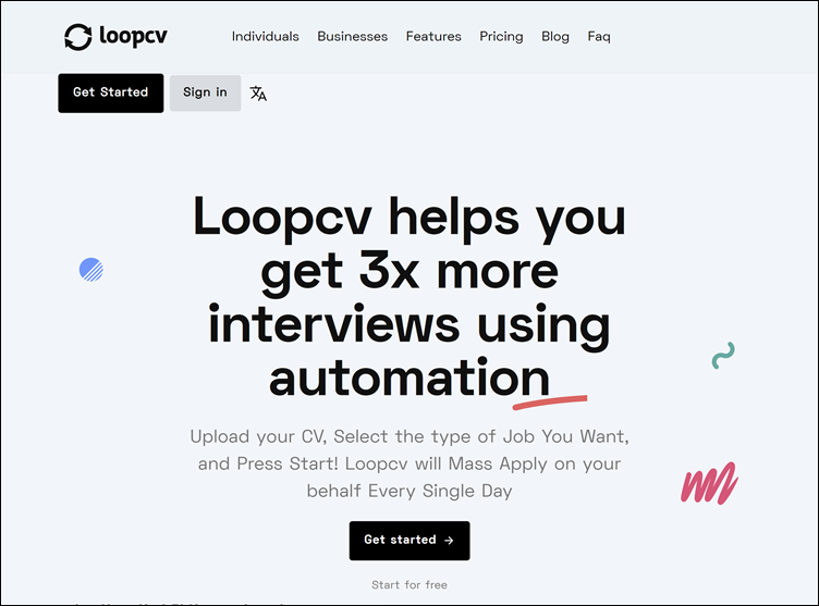 Homepage LoopCV
