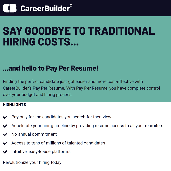 CareerBuilder: details Pay-Per-Resume
