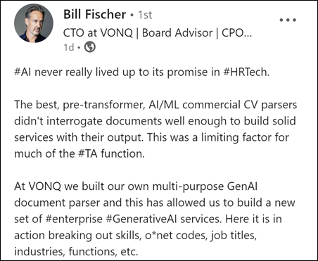 LinkedIn posting Bill Fischer