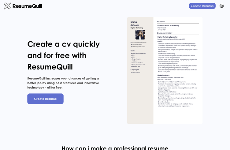 Homepage ResumeQuill