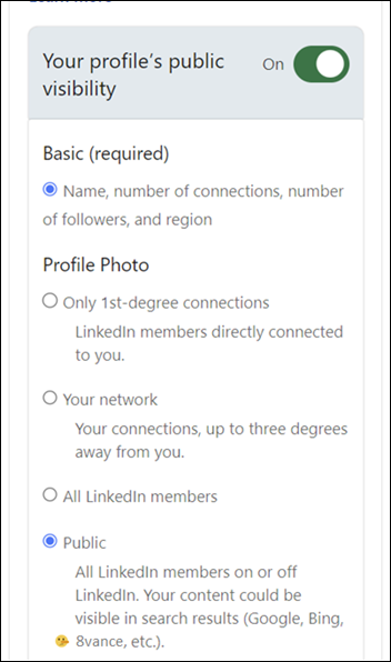 LinkedIn settings