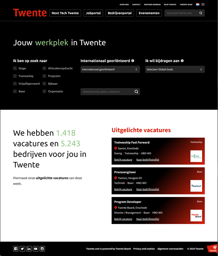 Twente: Homepage vacatureplatform