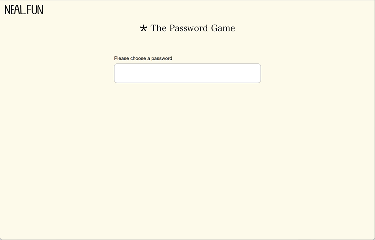 Neal.fun site: password game