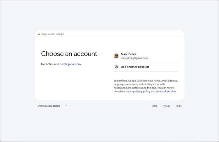 Google: Choose an account