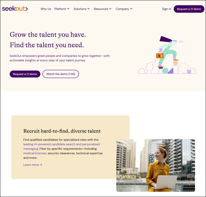 SeekOut homepage