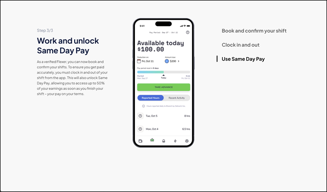 Indeedflex: Use same day pay