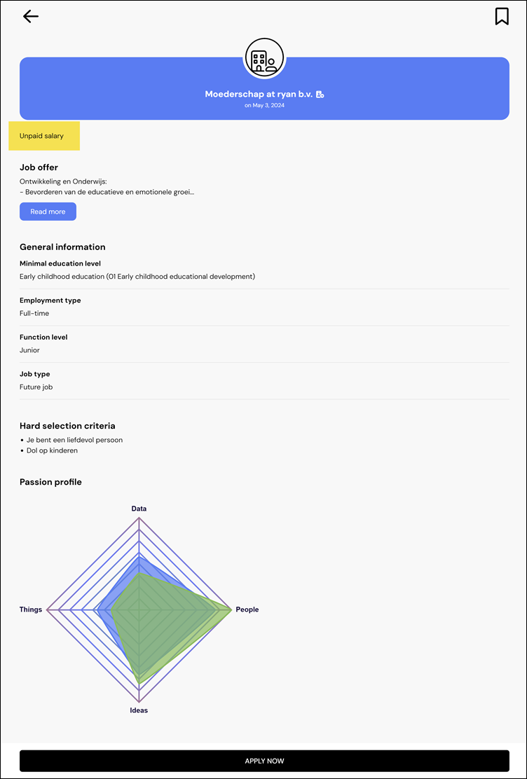 Vacaturedetailscherm SMRT.bio