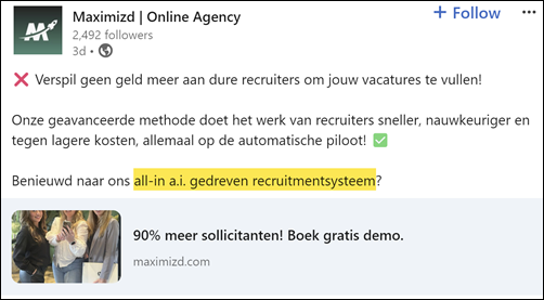 LinkedIn bericht Maximizd