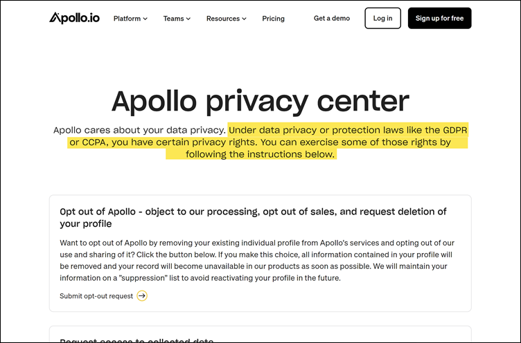 Apollo Privacy Center