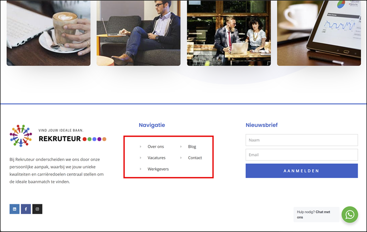 Homepage Rekruteur, footer
