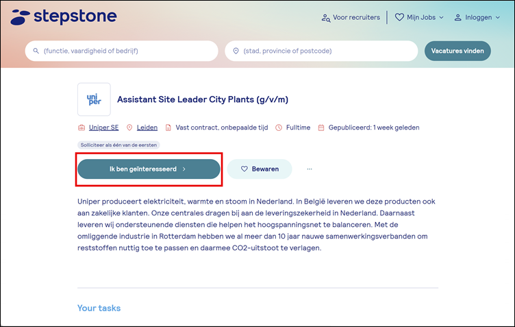 Vacaturedetailpagina Stepstone