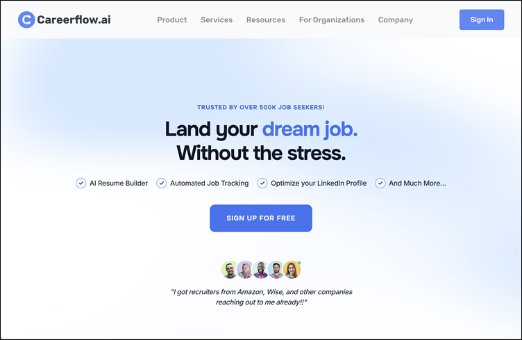 Homepage, Careerflow.ai