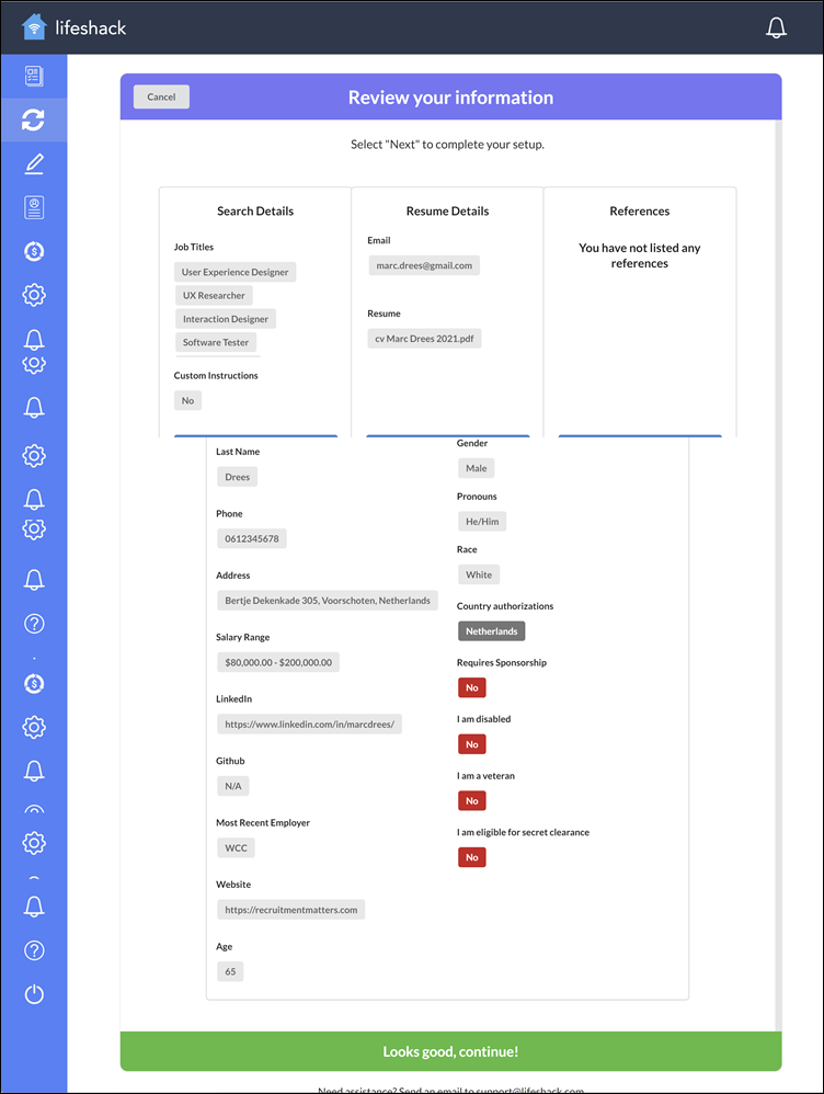 Enter application details, Review you information, Lifeshack