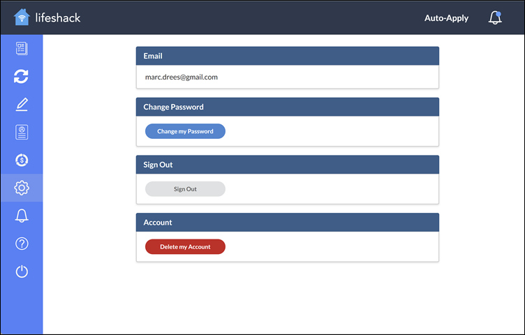 Settings page, Lifeshack