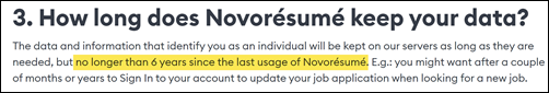 Privacyverklaring, detail, Novoresume