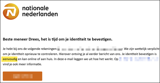 E-mail Bevestig je identiteit, Nationale Nederlanden