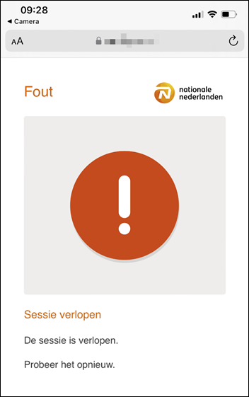 Foutmelding, Nationale Nederlanden