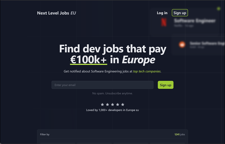 Homepage Next Level Jobs EU