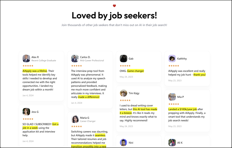 Loved by job seekers, aiApply