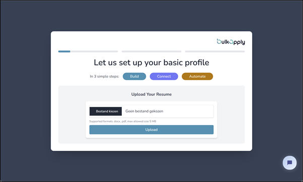 Upload profile, Bulk Apply