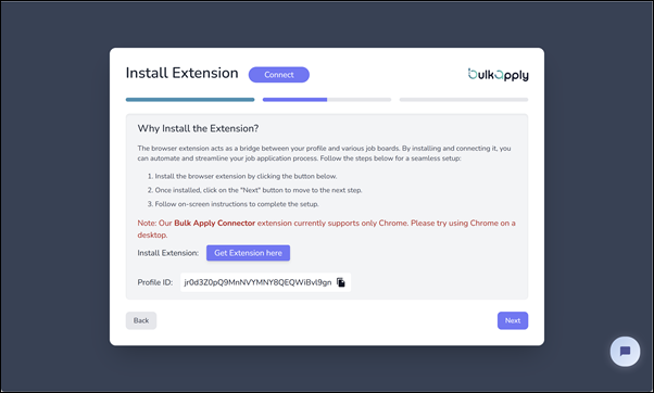 Install extrension, Bulk Apply