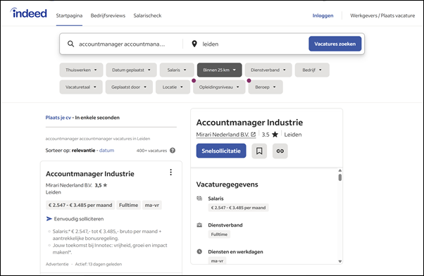 Combinatiepagina – Indeed