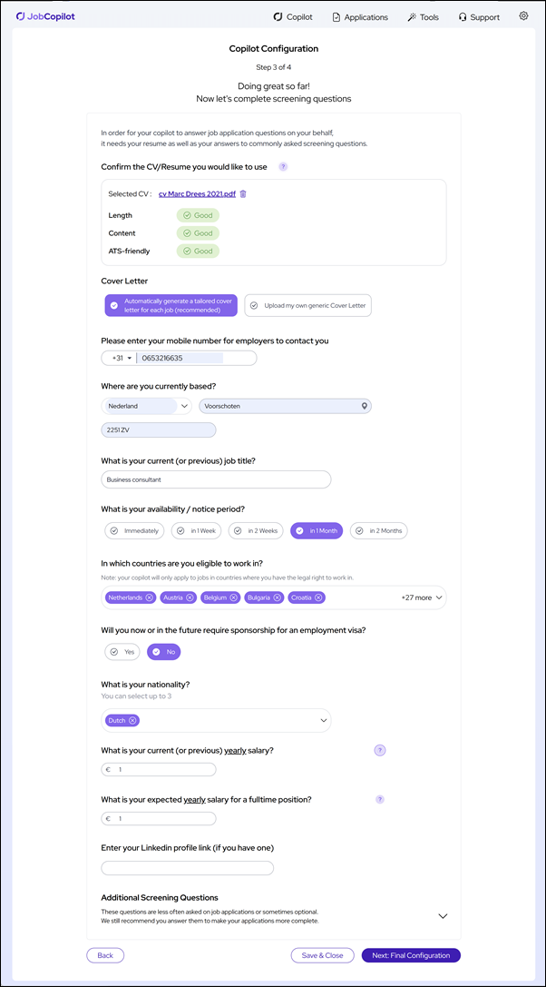 Copilot Configuration, 3 – JobCopilot