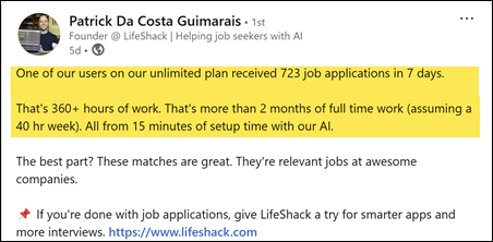 LinkedIn bericht – Patrick Da Costa Guimarais