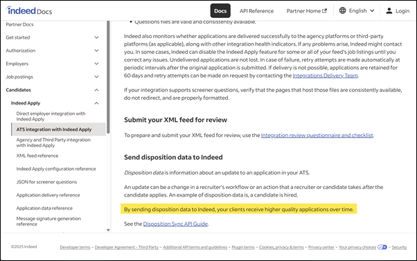 Send disposition data to Indeed – IndeedDocs