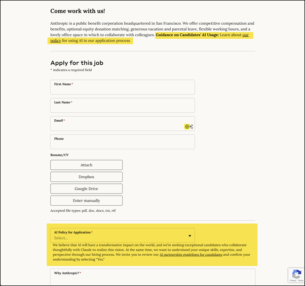 Sollicitatieformulier – Anthropic