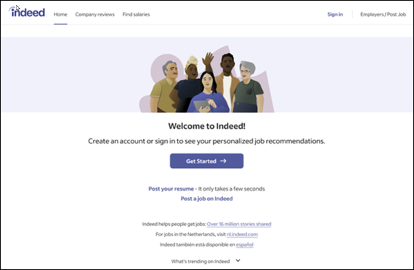 Homepage – Indeed VS