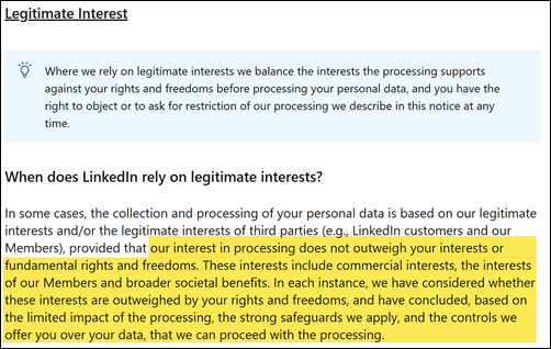 Legitimate interest – LinkedIn