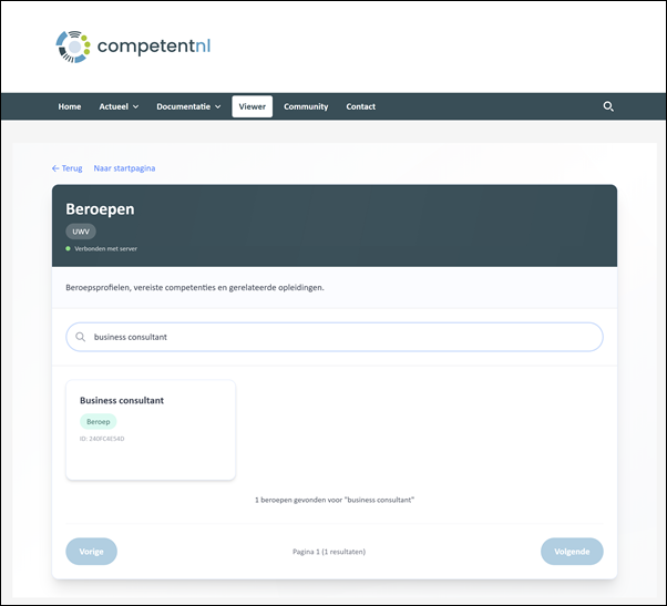 Zoekresultaatpagina beroepen – CompetentNL