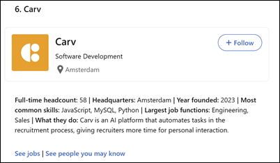 Carv, 6e in de LinkedIn Top Startups 2025 Nederland