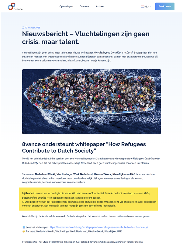 Nieuwsbericht: Vluchtelingen zijn geen crisis, maar talent - 8vance