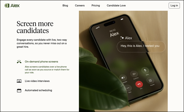 Homepage, benefits – Alex