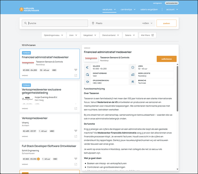 Combinatiepagina – Nationale Vacaturebank