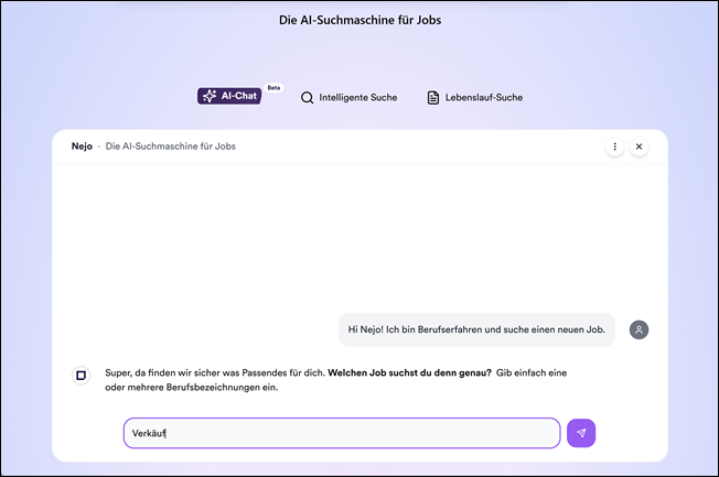 Homepage, AI-chat, 2 – Nejo