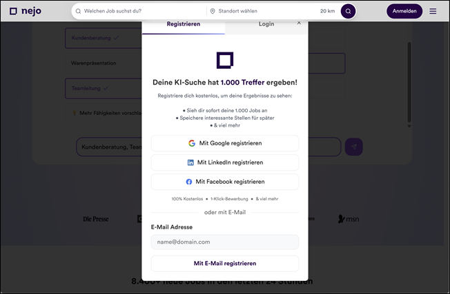 Registratiepagina – Nejo