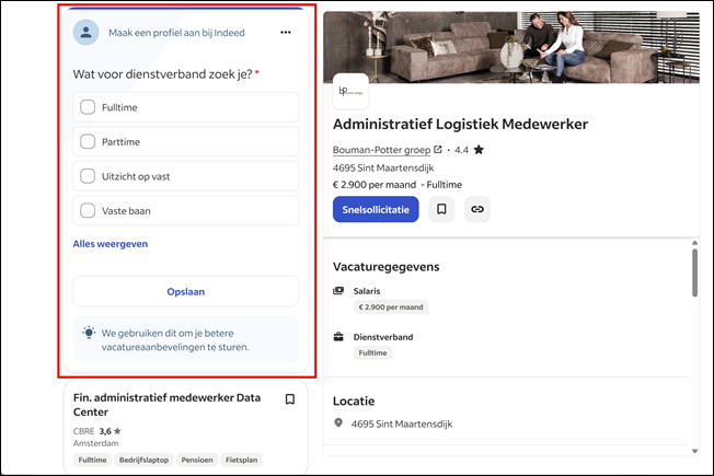 Combinatiepagina – Indeed